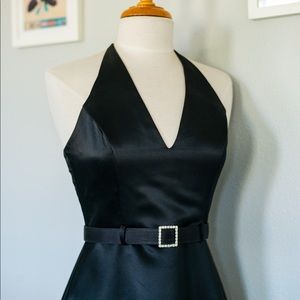 Scott McClintock Black Satin Halter Gown Size 6